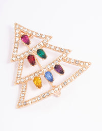 Gold Christmas Tree & Christmas Lights Brooch - link has visual effect only