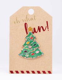 Gold Enamel Christmas Tree Brooch - link has visual effect only