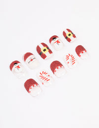 Red Santa & Candy Cane Press On Nails - link has visual effect only