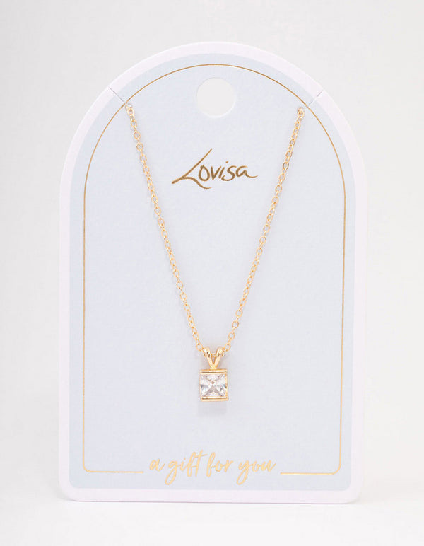Gold Square Diamante Stone Short Necklace Lovisa