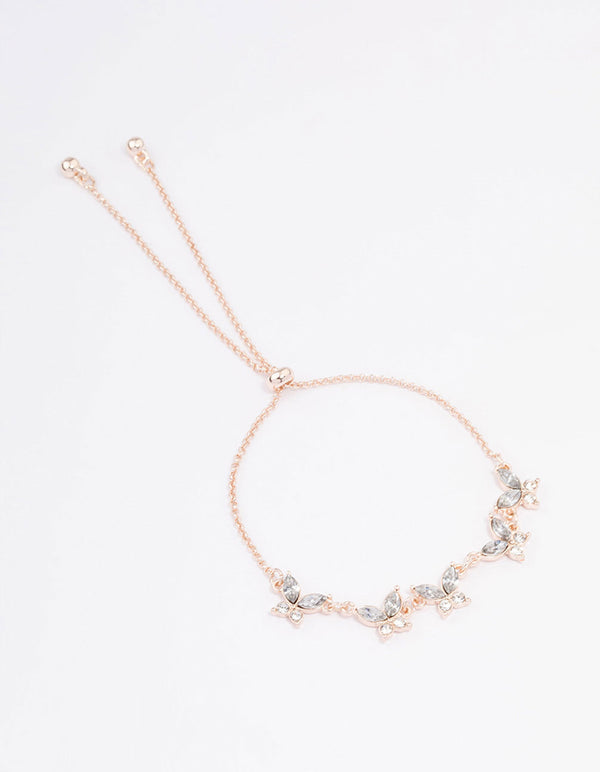 Rose Gold Diamante Butterfly Toggle Bracelet