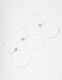 Silver Disc Pearl & Heart Bracelet Pack - link has visual effect only