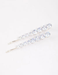 Silver Cubic Zirconia Diamante Hair Slide Pack - link has visual effect only