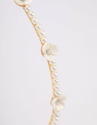 Gold Flower Pearl & Diamante Headband - link has visual effect only