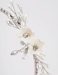 Silver Pearl & Diamante Flower Headband - link has visual effect only