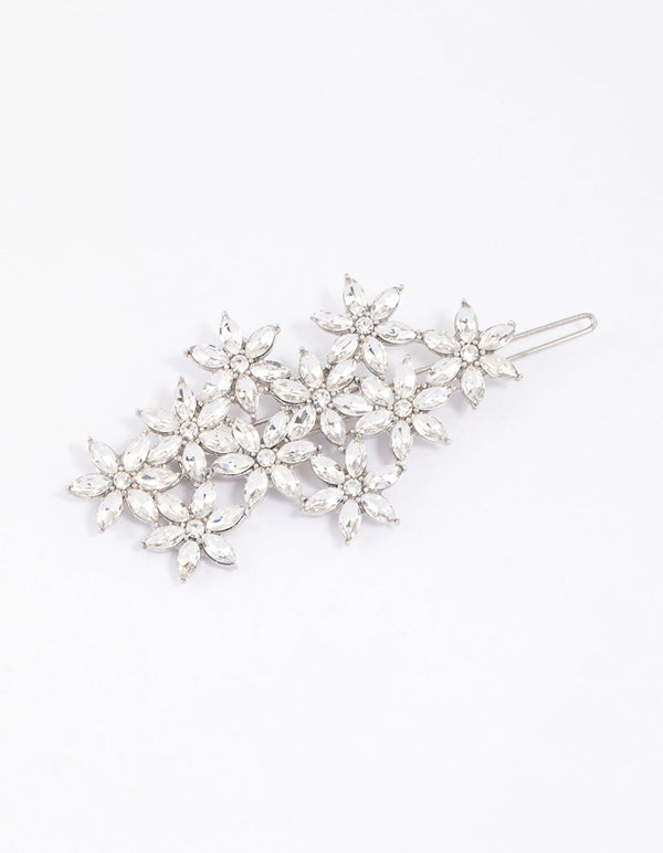 Silver Marquise Flower Hair Clip