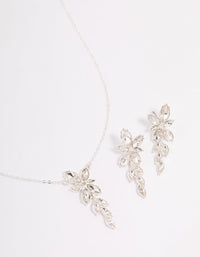 Silver Diamante Leaf Vine Jewellery Set - link has visual effect only