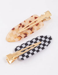 Gold Checkered Creaseless Hair Clips 4-Pack - link has visual effect only