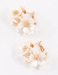 Gold Plated Flower Cluster Hoop Earrings - link has visual effect only