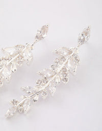 Silver Plated Cubic Zirconia Dainty Leaf Drop Earrings - link has visual effect only