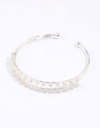 Silver Plated Cubic Zirconia Round Claw Wrist Cuff - link has visual effect only