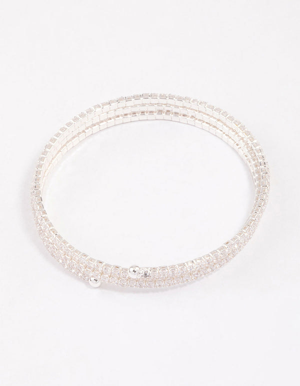 Silver Plated Triple Cup Chain Marquise Wrist Cuff