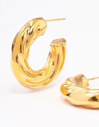 Gold Plated Stainless Steel Chubby Twisted Hoop Earrings - link has visual effect only