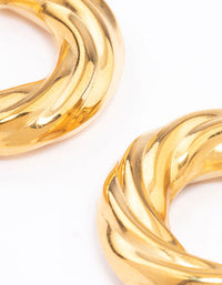 Gold Plated Stainless Steel Chubby Twisted Hoop Earrings - link has visual effect only