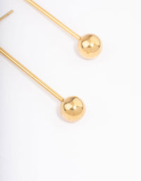 Waterproof Gold Plated Stainless Steel Small Stick & Drop Earrings - link has visual effect only