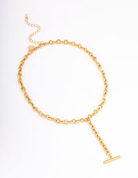 Gold Plated Stainless Steel Cable FOB Y-Shaped Necklace - link has visual effect only