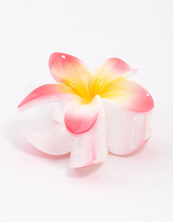 Pink Frangipani Hair Claw Clip