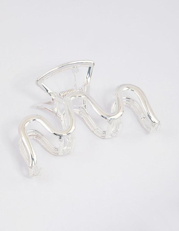 Silver Metal Wavy Hair Claw Clip