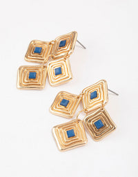 Gold Square Plated Drop Earrings - link has visual effect only