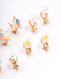 Kids Unicorn & Heart Clip On Earrings 5-Pack - link has visual effect only