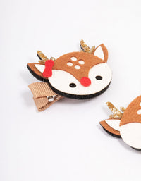 Kids Fabric Christmas Reindeer Hair Clips - link has visual effect only