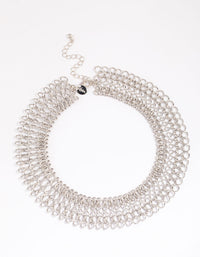 Silver Wide Link Chain Necklace - link has visual effect only