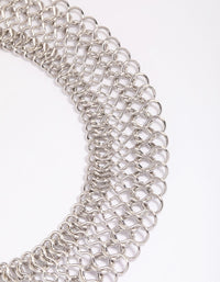 Silver Wide Link Chain Necklace - link has visual effect only