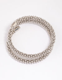 Rhodium Ball Wrapped Cuff Bangle - link has visual effect only