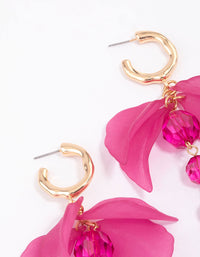 Gold Pink Petal Facet Beaded Drop Earrings - link has visual effect only