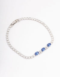 Rhodium Oval Cubic Zirconia Tennis Bracelet - link has visual effect only