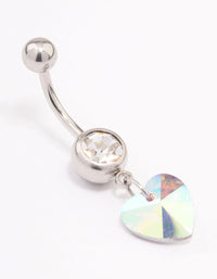 Surgical Steel Single Heart Drop Belly Ring - link has visual effect only