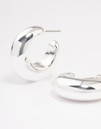 Silver Medium C-Shape Hoop Earrings - link has visual effect only