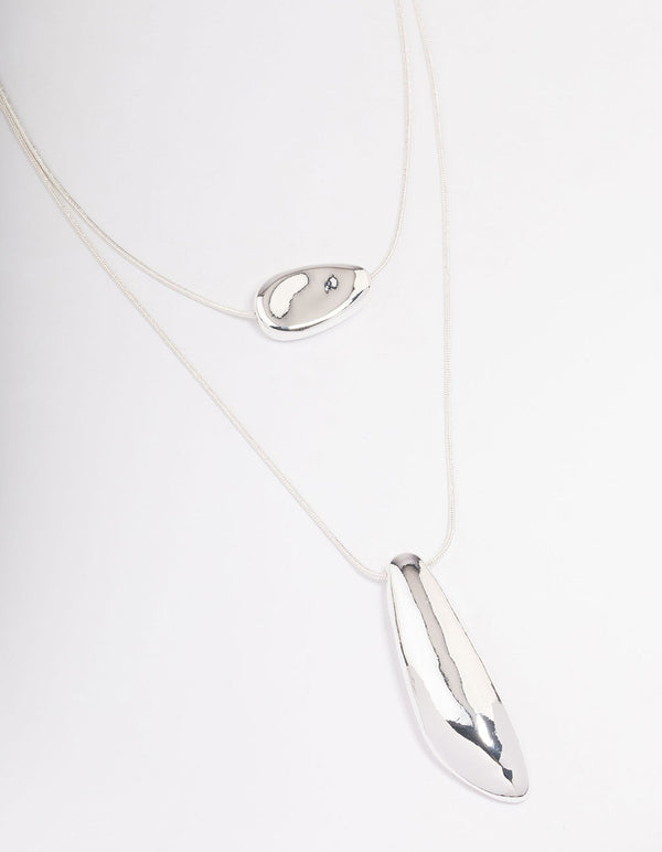 Rhodium Double Layered Necklace