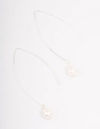 Silver Fine Pearl Drop Earrings - link has visual effect only