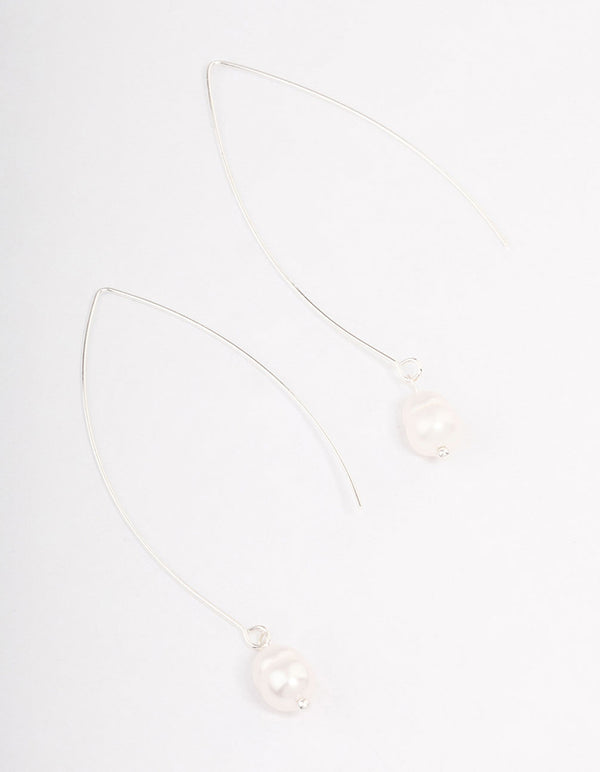 Silver Fine Pearl Drop Earrings