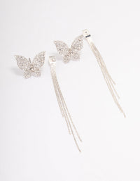 Silver Butterfly Trail Drop Earrings - link has visual effect only