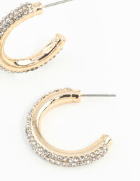 Gold Diamante Tube Hoop Earrings - link has visual effect only