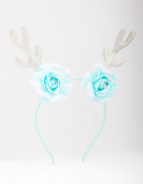 Kids Fabric Christmas Rose Sequin Antler Headband