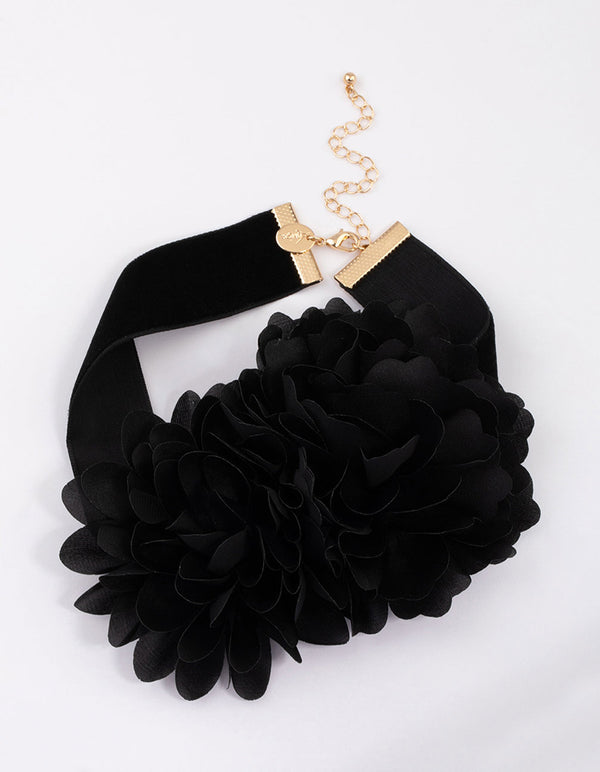 Black Thick Cord Corsage Choker