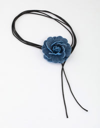 Blue Denim Cord Flower Choker - link has visual effect only