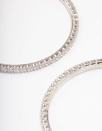 Rhodium Fine Minimal Cubic Zirconia Hoop Earrings - link has visual effect only