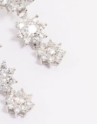 Rhodium Cubic Zirconia Drop Flower Earrings - link has visual effect only