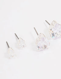 Silver Cubic Zirconia Stud Earrings Pack - link has visual effect only