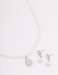 Rhodium Multi Cubic Zirconia Jewellery Set - link has visual effect only