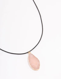 Gold Rose Quartz Flat Stone Pendant Necklace - link has visual effect only