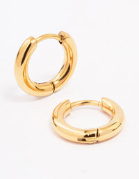 Gold Plated Surgical Steel Chubby Small Huggie Hoop Earrings - link has visual effect only