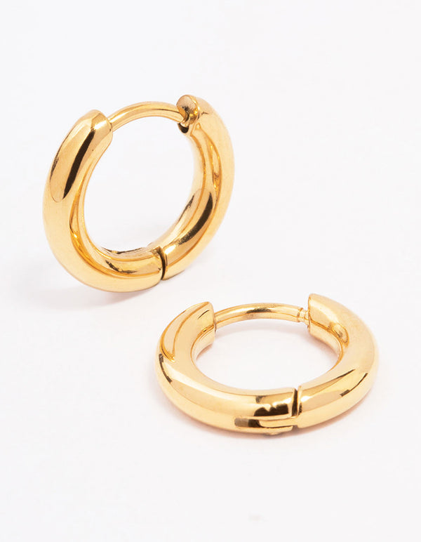 Gold Plated Surgical Steel Chubby Small Huggie Hoop Earrings