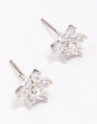 Surgical Steel Cubic Zirconia Flower Stud Earrings - link has visual effect only