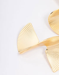 Gold Plated Twisted Fan Statement Stud Earrings - link has visual effect only