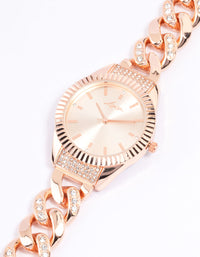 Rose Gold Chunky Crystal Chain Watch - link has visual effect only